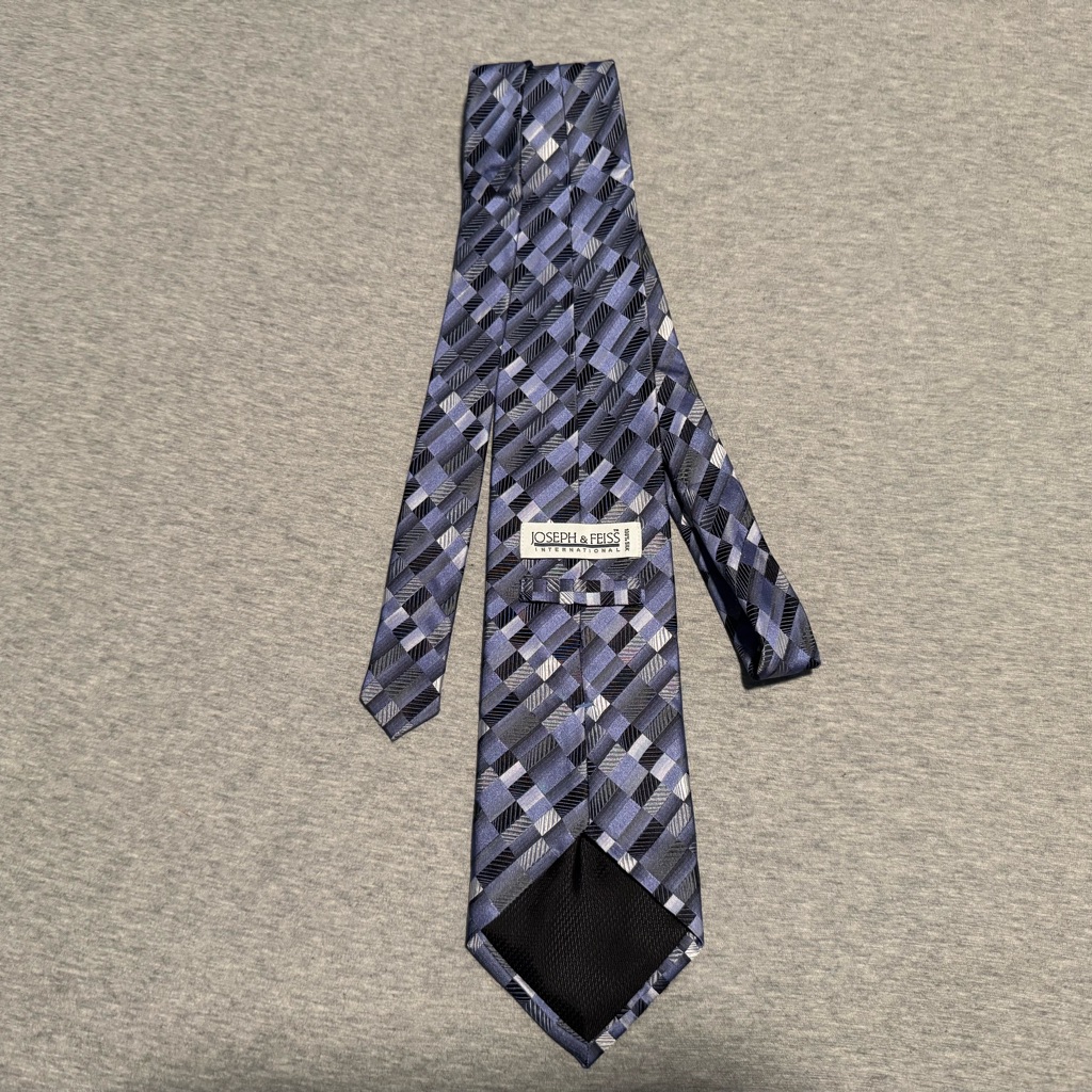 Joseph  Feiss Navy And Silver Silk Tie